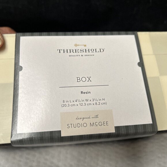 Threshold designed w/ Studio McGee 8”X4 7/8” Checkered RESIN Box NEW - Picture 5 of 5